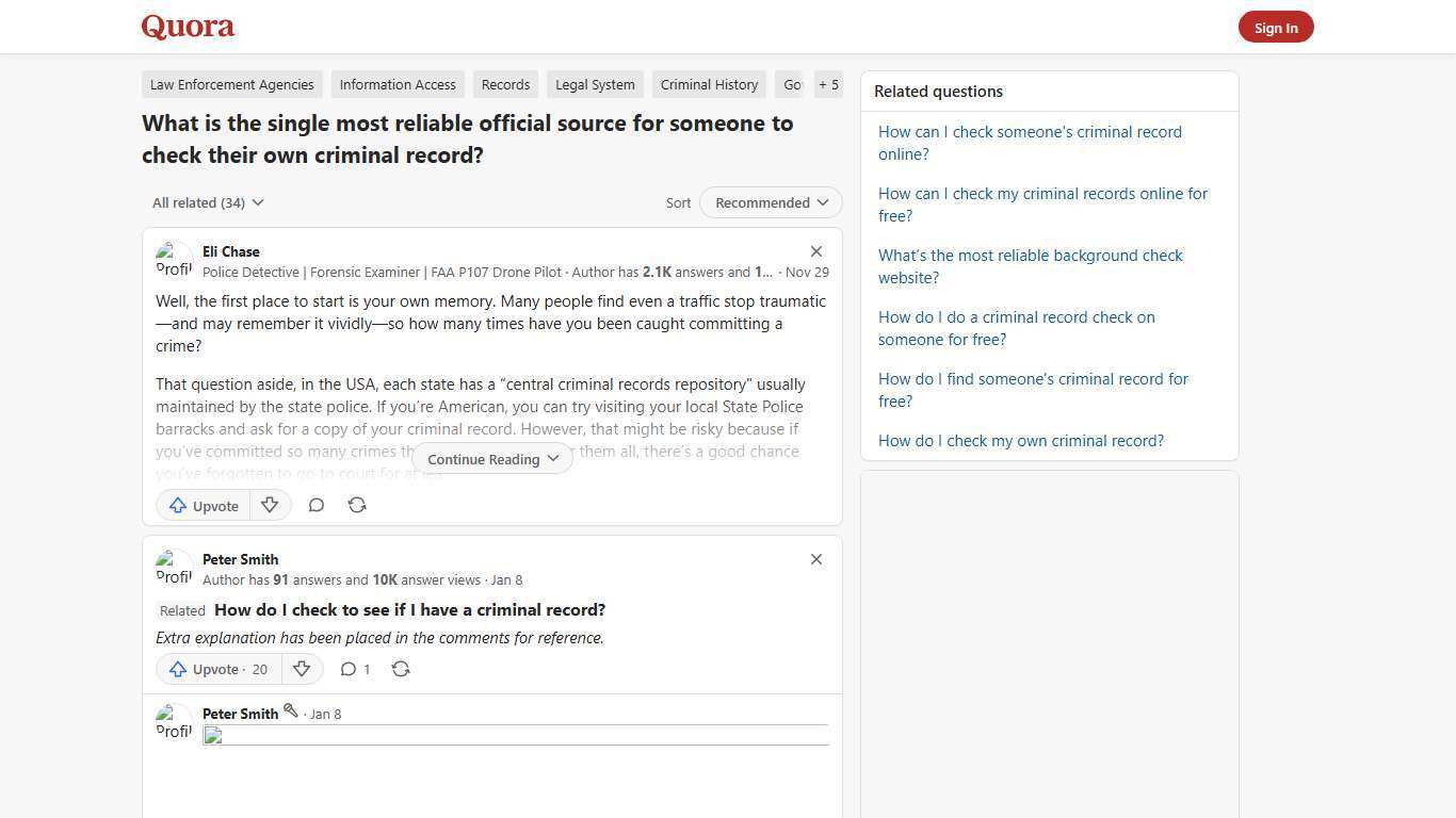 What is the single most reliable official source for someone to check their own criminal record? - Quora